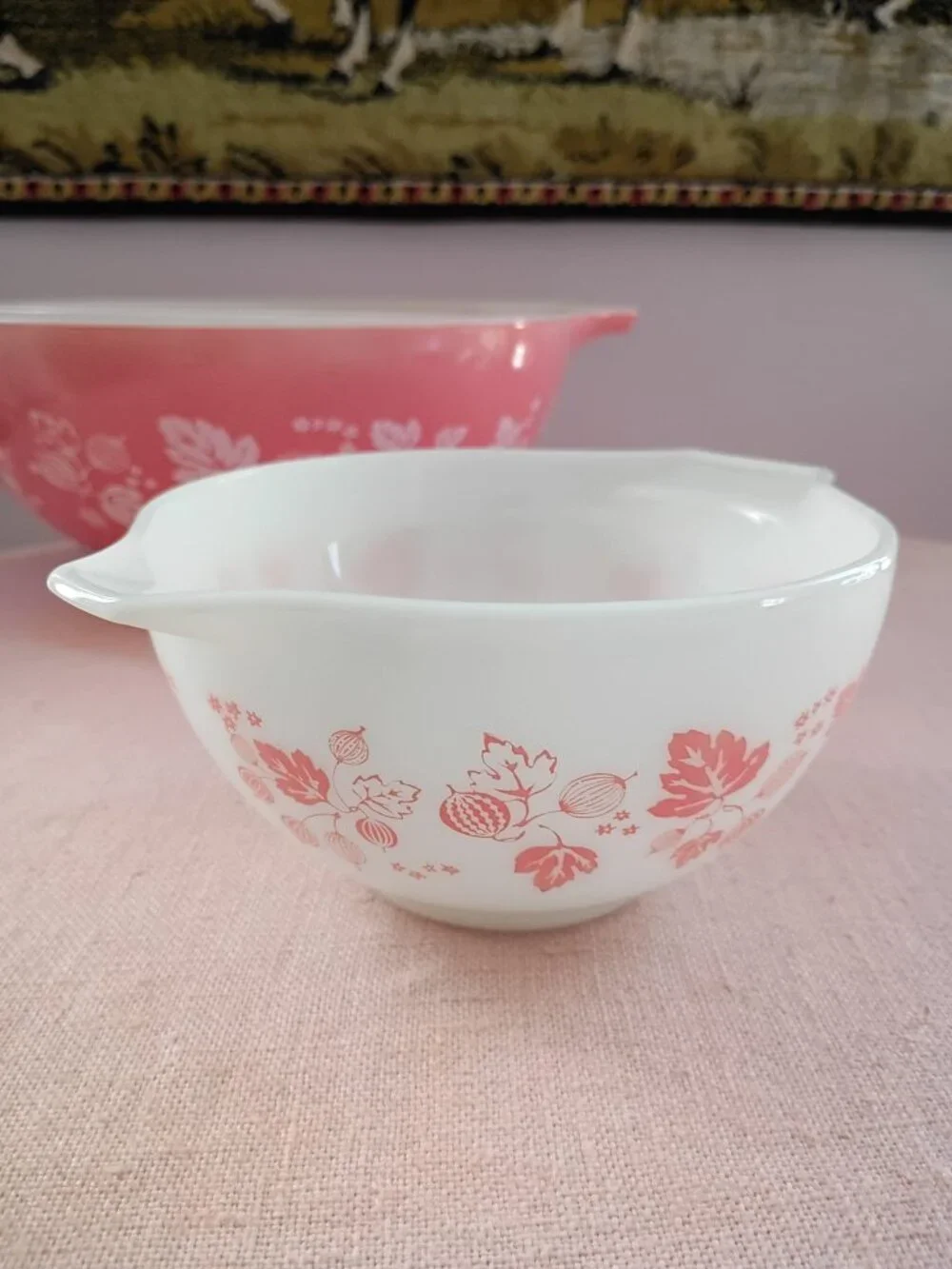 Vintage Pyrex Pink Gooseberry Cinderella Mixing Bowl Set of 4
